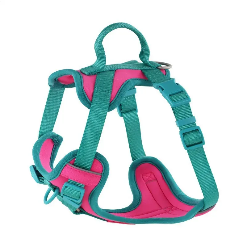 Adjustable Dog Harness and Leash Set with Splicing Colors Comfortable No-Pull Pet Chest Strap Reflective Material