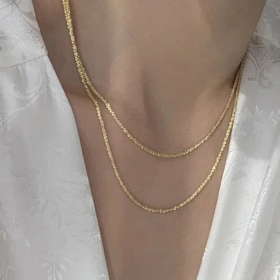 Real 925 Sterling Silver Shiny Geometric Chokers Necklaces for Women Trendy Fine Jewelry Minimalist Enchanting Accessories 241220