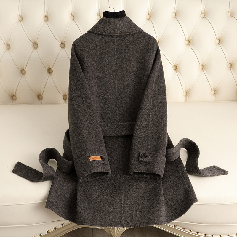 D6351 Double-sided wool coat 2024 autumn and winter new mid-length high-end light luxury style woolen coat for women