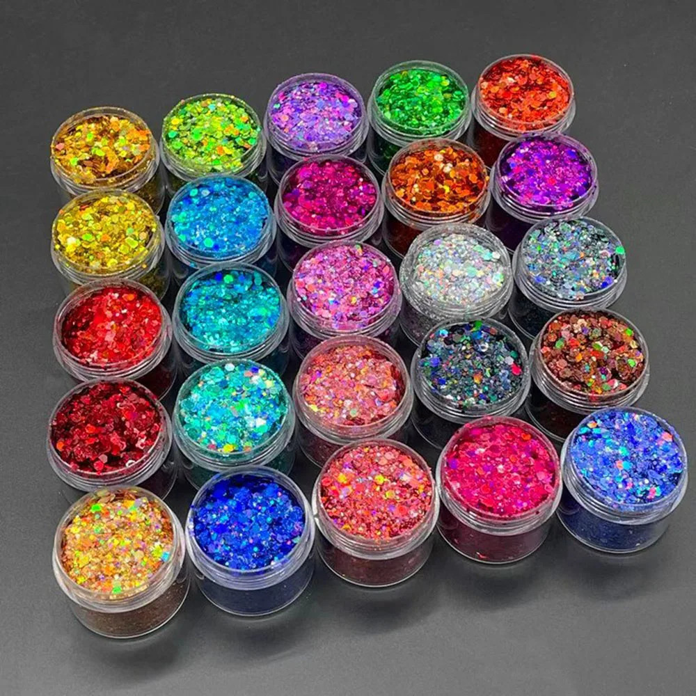 10gBag Iridescent Nail Art Glitter Sequins Holographic Laser GoldSilver Colorful Powder Sparkly Hexagon PET Safe y Flakes 241213