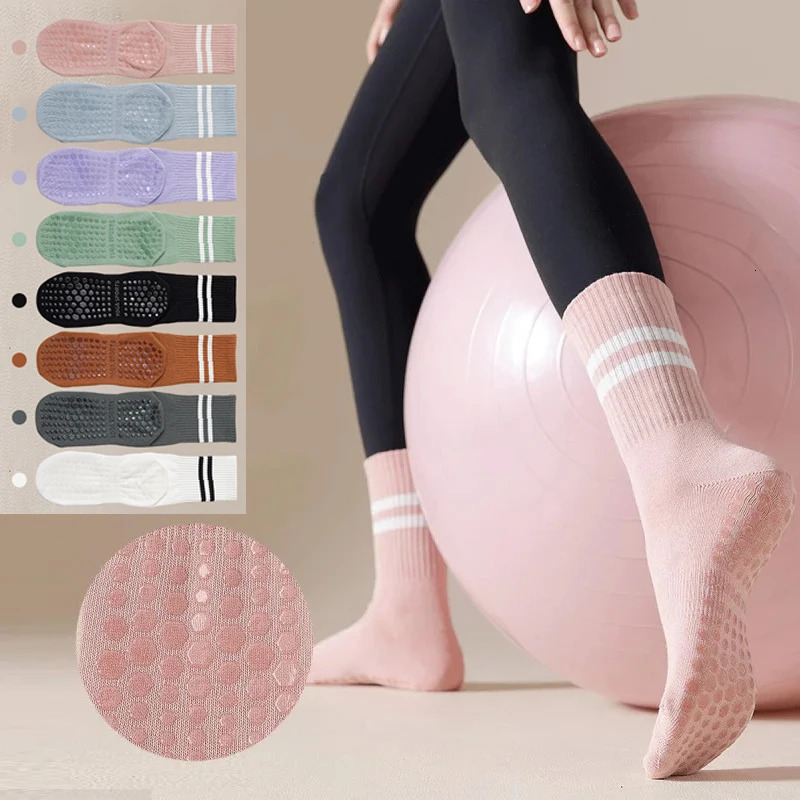 5 pairs of Pilates womens yoga socks made of pure cotton and non slip silicone grip for indoor sports and fitness Pilates yoga gym dance socks 241219