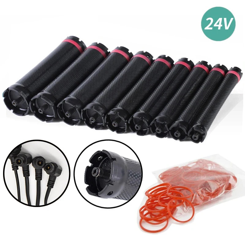 10pcs/set 24V Single Hole Digital Hair Rollers Electric Heated Curlers with Rubberbands Styling Perm Curling Bars Rods 1687 241220