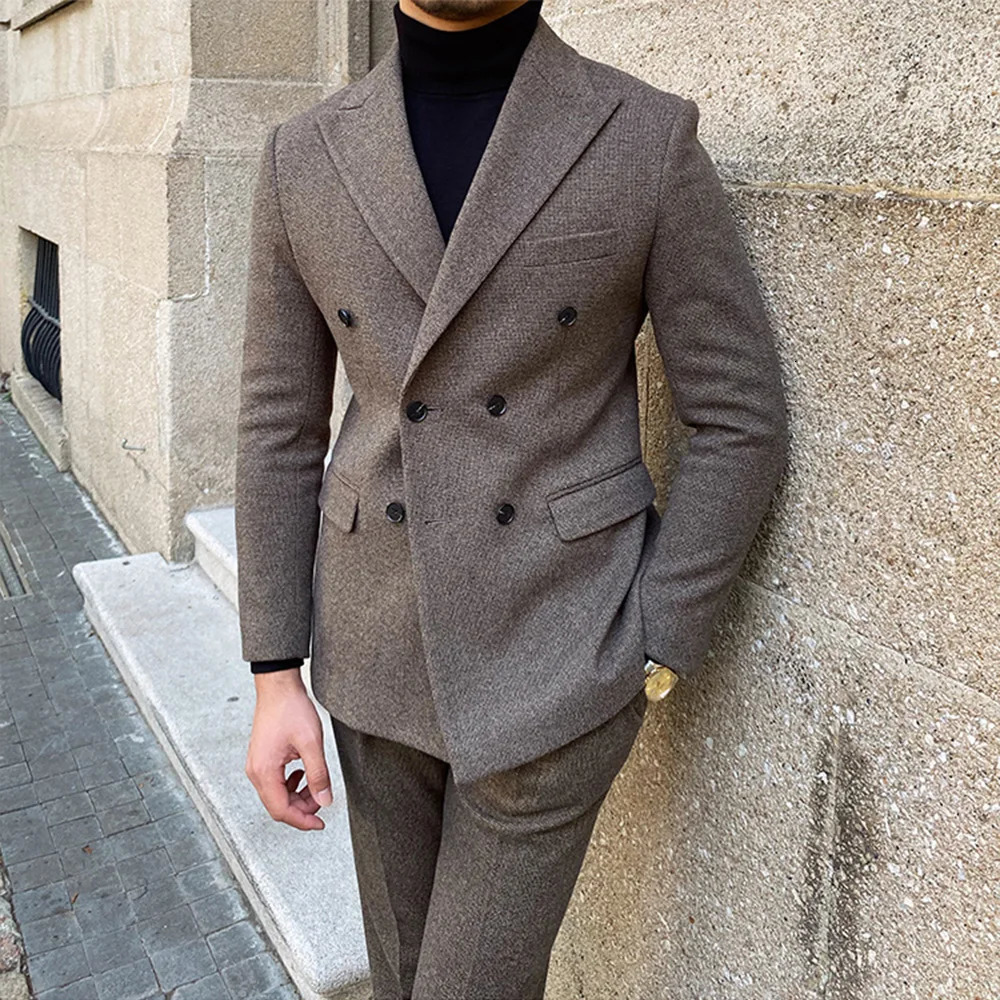 Mens 2 Pieces Suit Business Formal Casual Double Breasted Slim Fit Suits Party Wedding Dress Costume Male 241220