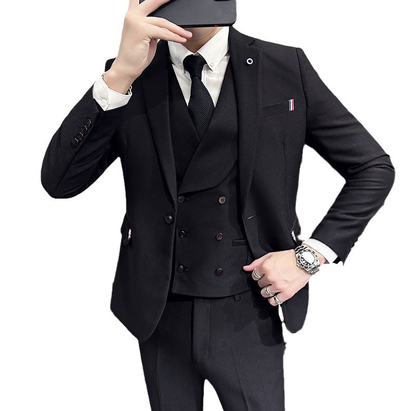 B1231Groom's short-sleeved Korean-style slim-fitting handsome men's professional casual business wedding suit