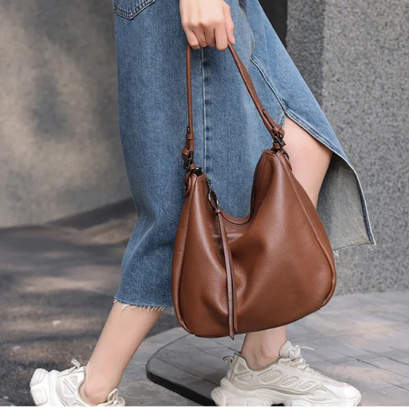 New Genuine Leather Commuter Fashion Shoulder Bag Designer Women s Lazy Style Large Capacity Hobo Women s Shoulder Crossbody Bag bag