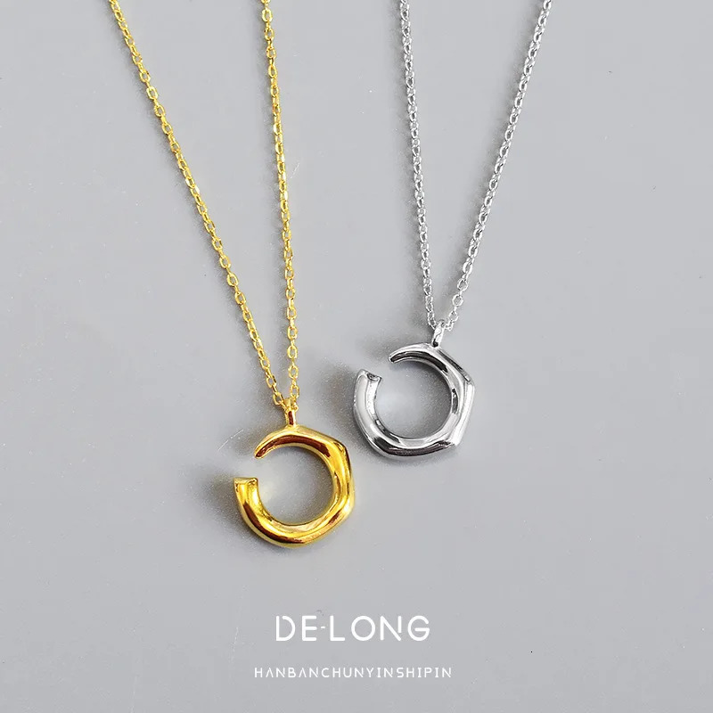 S925 Silver Irregular Concave and Convex C Letter Necklace Lockbone Chain Personality Womens Korean Style Silver Accessories 241220