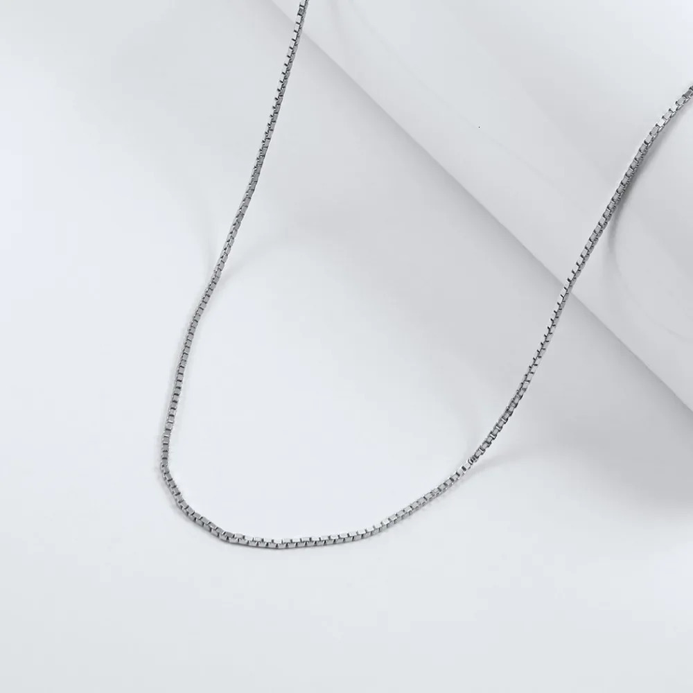 U7 925 Sterling Silver Box Chain Necklace for Women Bar Rolo Singapore 1mm 18 22 Inches Thin Dainty Choker Jewelry Accessories 241220