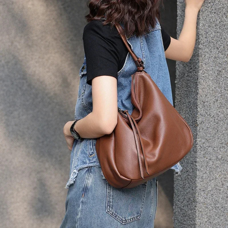 New Genuine Leather Commuter Fashion Shoulder Bag Designer Women s Lazy Style Large Capacity Hobo Women s Shoulder Crossbody Bag bag