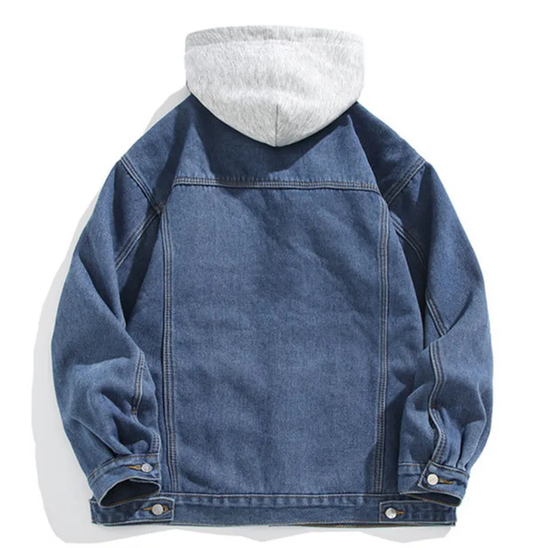 Winter Fleece Denim Jackets Men Solid Hat Detachable Casual Denim Coats Male Thick Warm Hooded High Quality Jean Parkas Outwear 241216