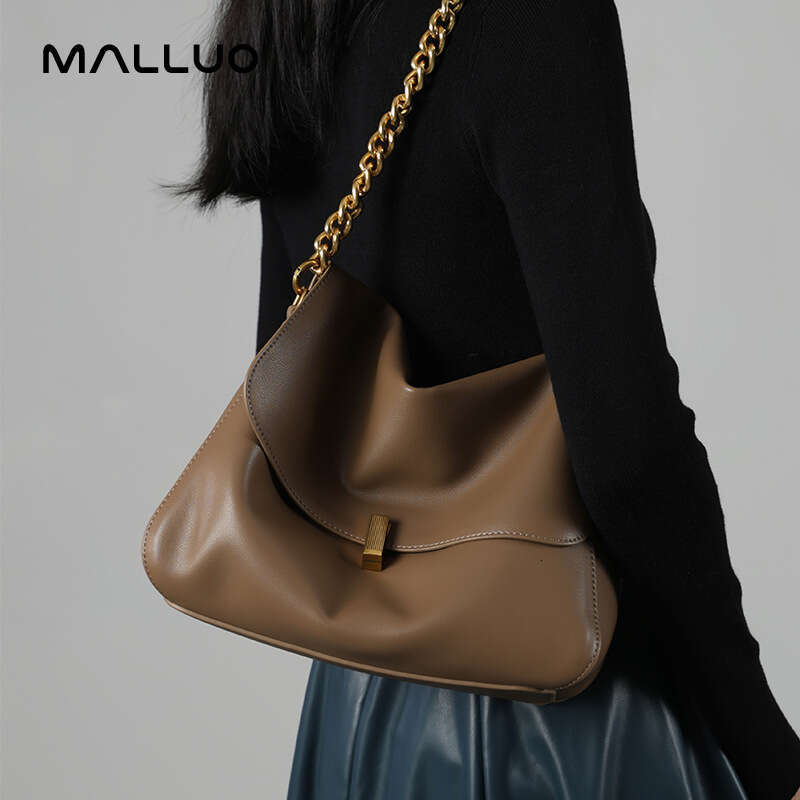 2024 New Genuine Leather Women's Trendy Fashionable One Shoulder Tote Simple and Versatile Crossbody Bag Design