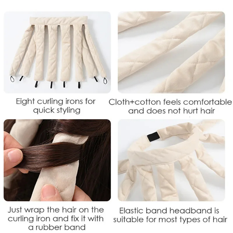 Women No Heat Hair Curlers Velvet Heatless Curling Headband Sleeping Hair Rollers Non Heat Waves Curls Band Hair Styling Tools 241220
