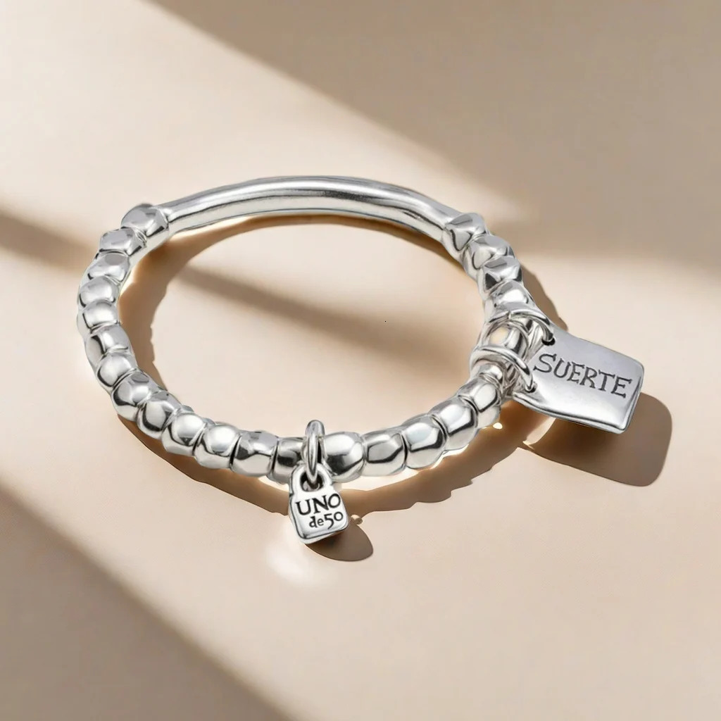 Plating Silver Simple UNOde50 Bracelet Retro Round Bead Lock Bracelet for Women Fashion Daily Party Festival Wearing Girl Gift 241214