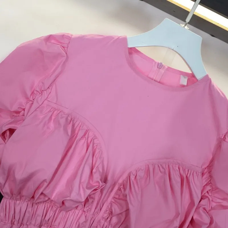 Spring Sweet Ladies Blouse Elegant Lantern Sleeve Slim Fit Shirts Streetwear College Pink White Ruffle Tops Female 241218