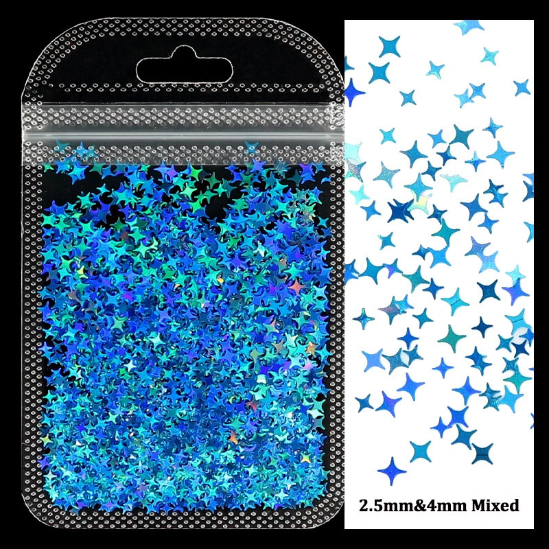 Holographic Silver Nail Glitter Laser Star Shape Sequins Sparkly Flakes Paillette DIY Art Decorations Slices Accessories 241213