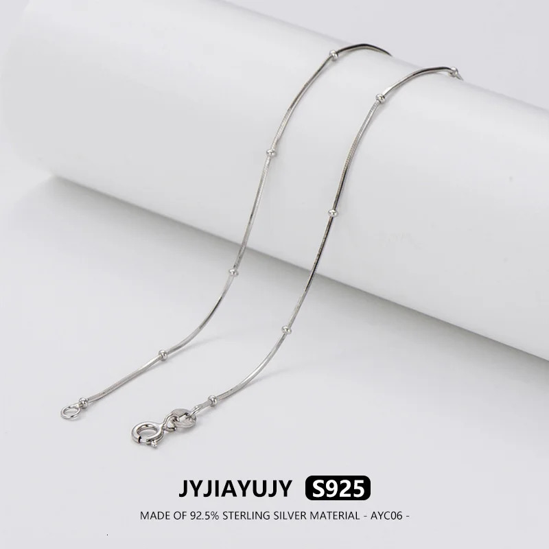 JYJIAYUJY 100% Sterling Silver S925 Necklace 40/45/50CM Snake Chain With 1.5MM Ball Rhodium Plated Jewelry Gift Daily AYC06 241220