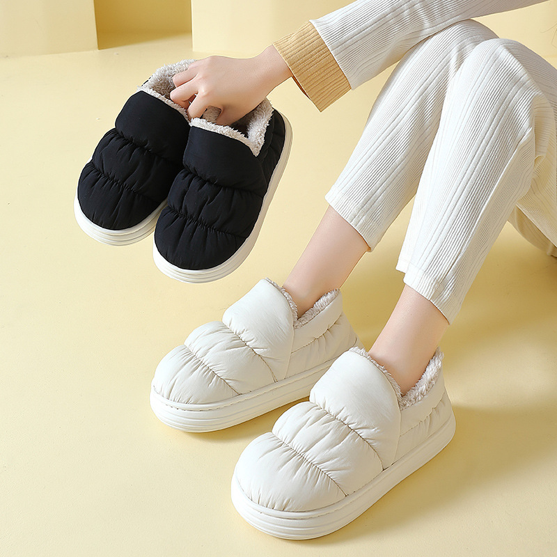 2025 winter new cotton slippers women's bag with indoor and outdoor thick sole plus cashmere warm cotton shoes men