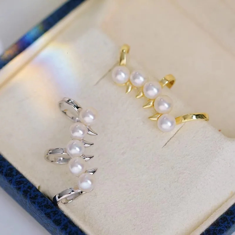 MeiBaPJ 925 Silver Empty Holder 4-5mm Natural Small Round Pearls Fashion Clip Earrings Fine Wedding Jewelry for Women 241220