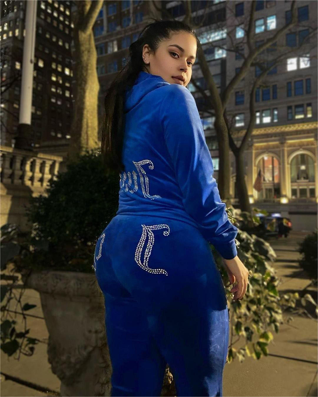 Dia Letter Hoodie Veet Tracksuit 2-Piece Set Rhie Zipper Crop Top+High Waist Jogging Sports Pants 2Pcs Velour Sets