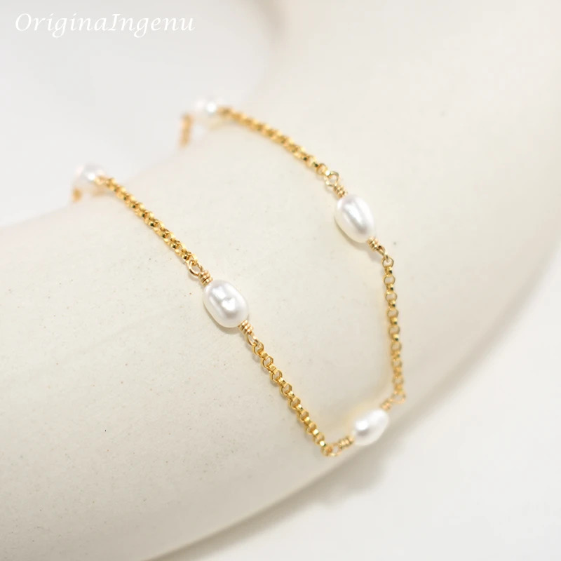 Vintage Natural Freshwater Pearl Bracelets 14K Gold Filled Bracelet Handmade Pearl Jewelry Boho Bracelet For Women 241220