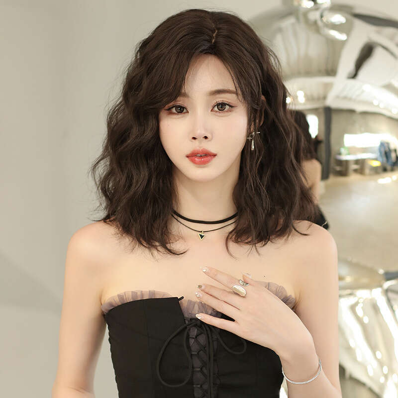 Summer New Women's Head Simulated Wool Short Hair Natural Full Top Curled Wig Set