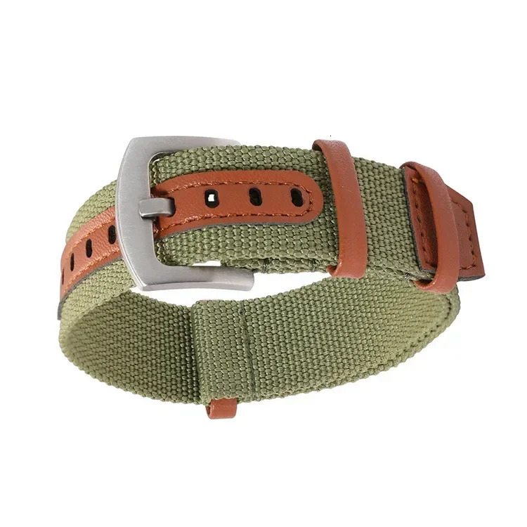 Fashion Nylon Cowhide Waterproof Comfortable Men Women Watchband Genuine Leather Watch Knitted Integrated Universal Strap 241220