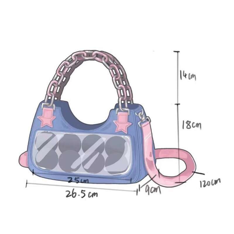 Y2K Vintage Shoulder Korean Fashion Underarm Haruku Star Tote Denim Bag Chain Ladies Bags Zip Purses Handbags Women