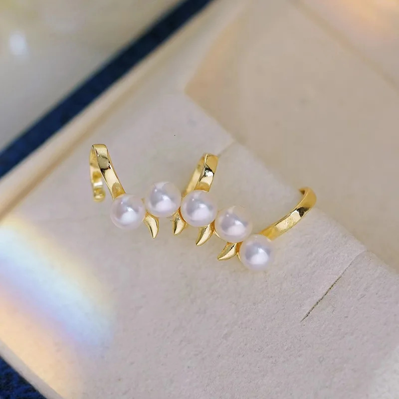 MeiBaPJ 925 Silver Empty Holder 4-5mm Natural Small Round Pearls Fashion Clip Earrings Fine Wedding Jewelry for Women 241220