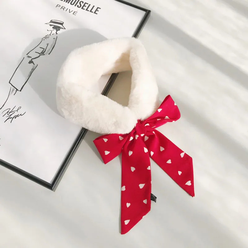 Women Collar Tie Winter Faux Fur Woman False Collar Girls Detachable Fur Collar Ribbon Warm Scarfs for Ladies Neckerchiefs 241220