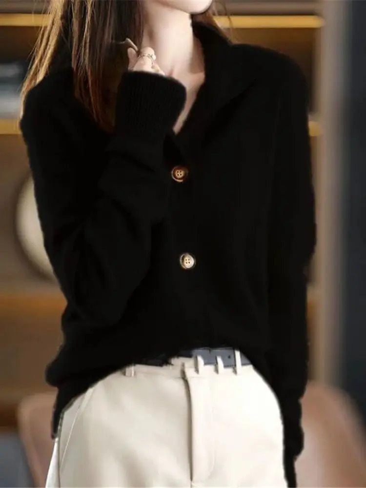 Autumn Fashion Korean Cashmere Sweater Vintage Sweaters Cardigan for Women Winter Trend Knitted Tops Cardigans Woman 241220
