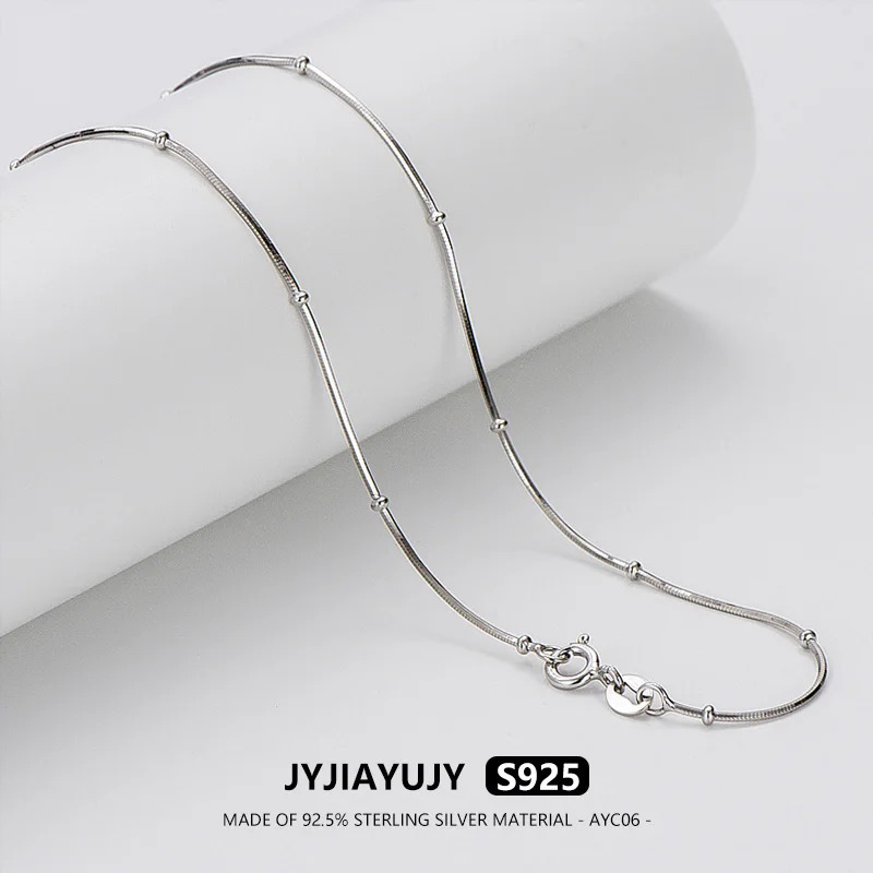 JYJIAYUJY 100% Sterling Silver S925 Necklace 40/45/50CM Snake Chain With 1.5MM Ball Rhodium Plated Jewelry Gift Daily AYC06 241220