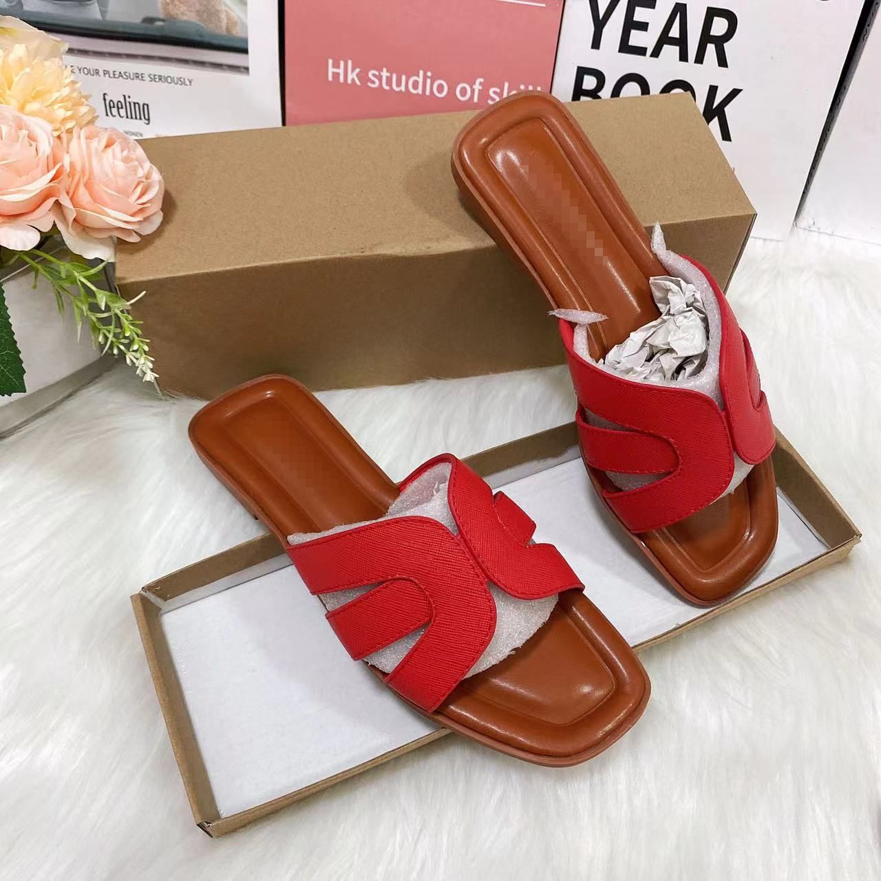 Flat Slippers Women African Antislip Shoes Size 37-41 Discount Fashion Shoes Antislip Lightweight Footwear New Arrival For 2025 Spring Summer Red Blue