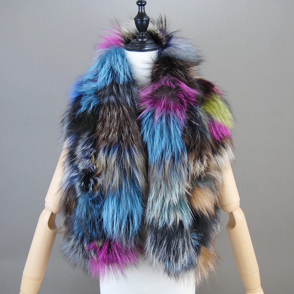 Women Winter Warm Natural Fox Fur Scarf Ring Knit Real Fox Fur Lady Fashion Neckerchief Scarves Women Real Fur Bandana 241220