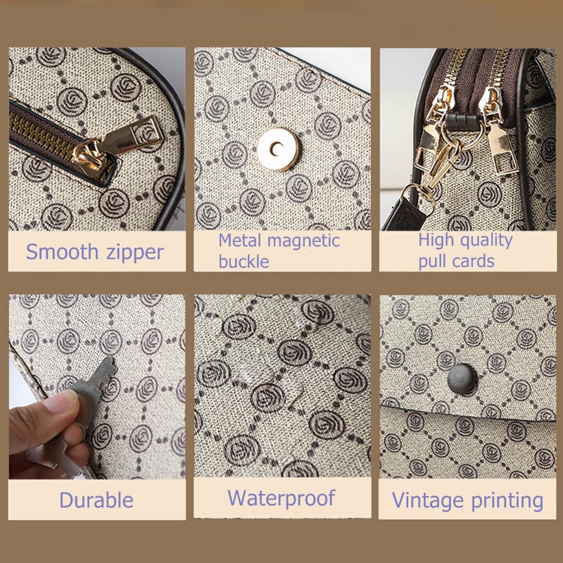 Vintage Pattern Shoulder Bag for Women PU Leather Textured Bag Purse 2023 New Classic Fashion Versatile Crossbody Bag