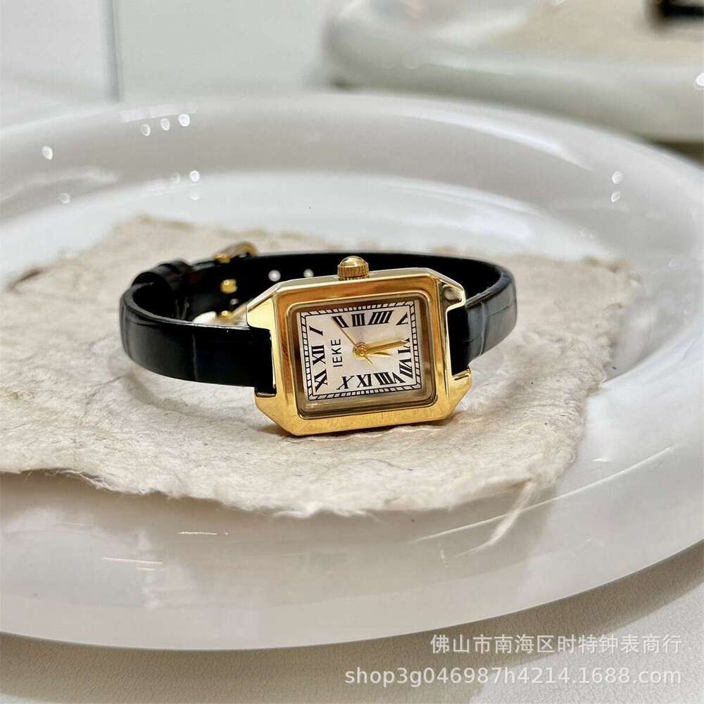 IEKE Super Hot Compact Square Belt for Women, Student, Simple British Style, Roman Design, Genuine Leather Quartz Watch