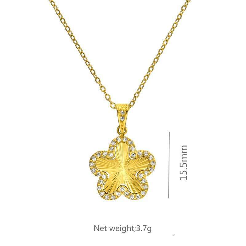 light niche zircon five leaf wer pendant with simple and highend feel dongguan titanium steel necklace non fading jewelry