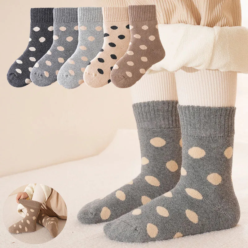 5 pairs of millions of dollars worth of winter childrens socks for girls cute point bear fur loops soft hoses for children warm wool pads on tube sock