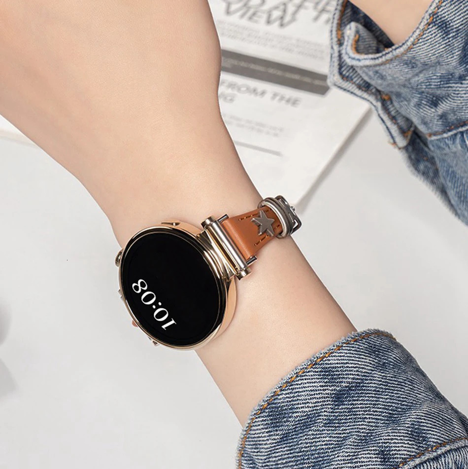 20/22MM Band For Watch 5 4 6 Classic 5 Pro Fashion Vintage Star Rivet Leather Strap For Amazfit Bip 241220