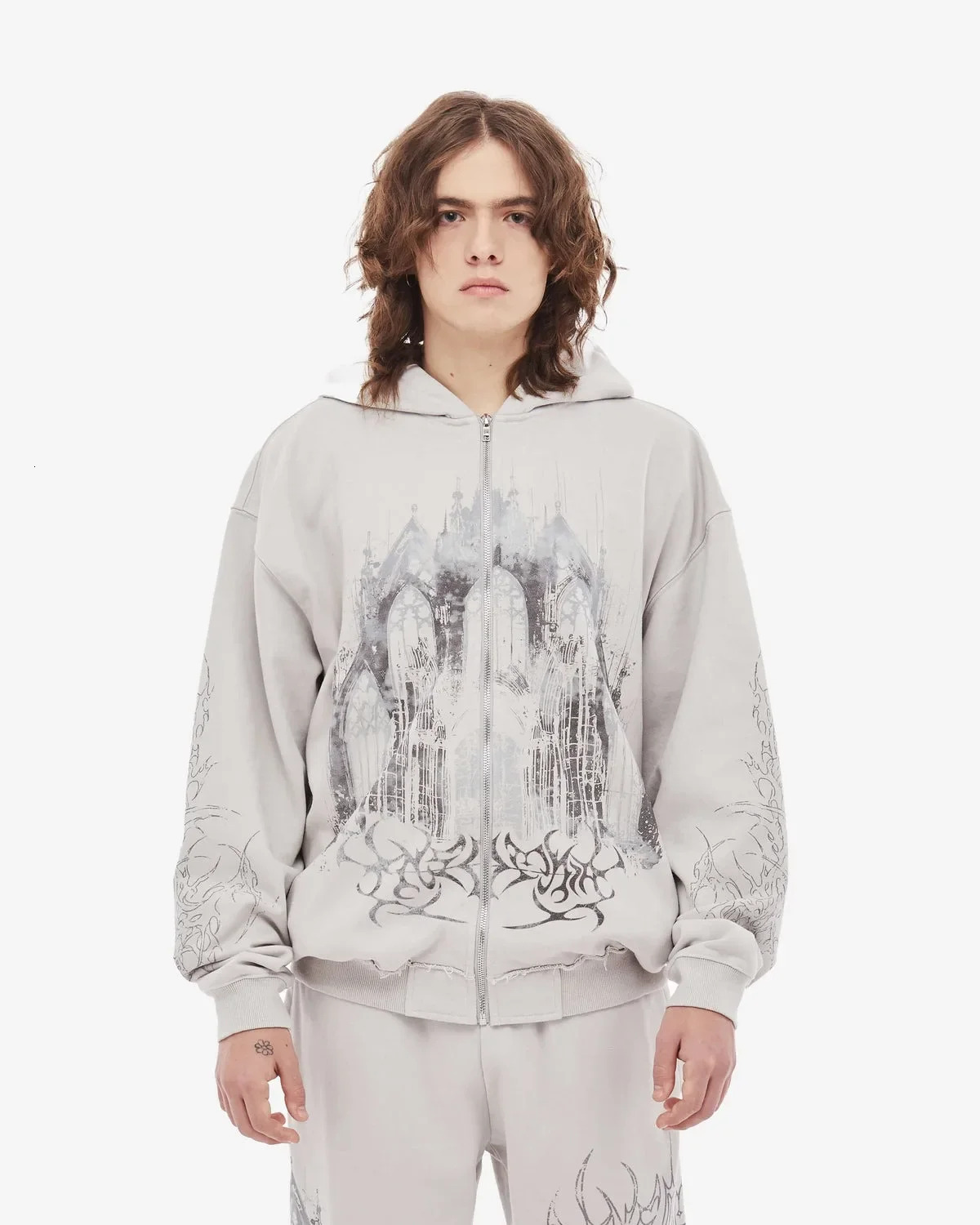 Vintage Spring Autumn Aesthetic Print Gothic Fashion Zip Up Hoodie Hip Hop Sweatshirt Casual Tops Women Man Kpop Clothes