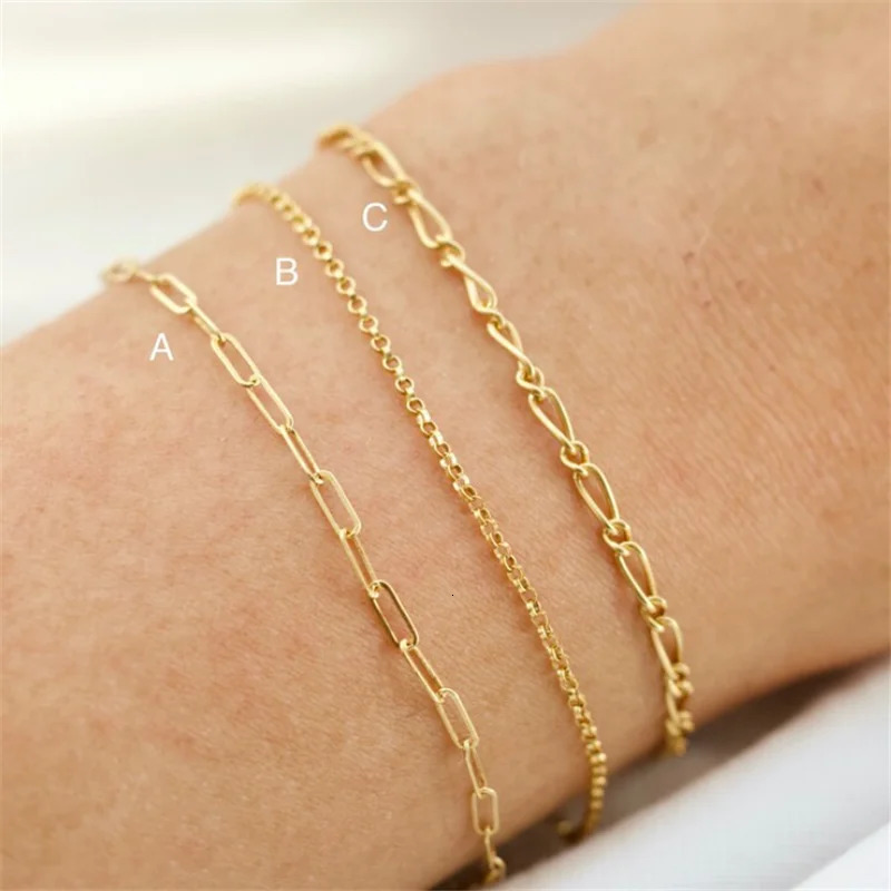 14K Gold Filled Chain Bracelet Handmade Jewelry Boho Charms Bracelets Vintage Anklets for Women Bridesmaid Gift Jewelry 241220