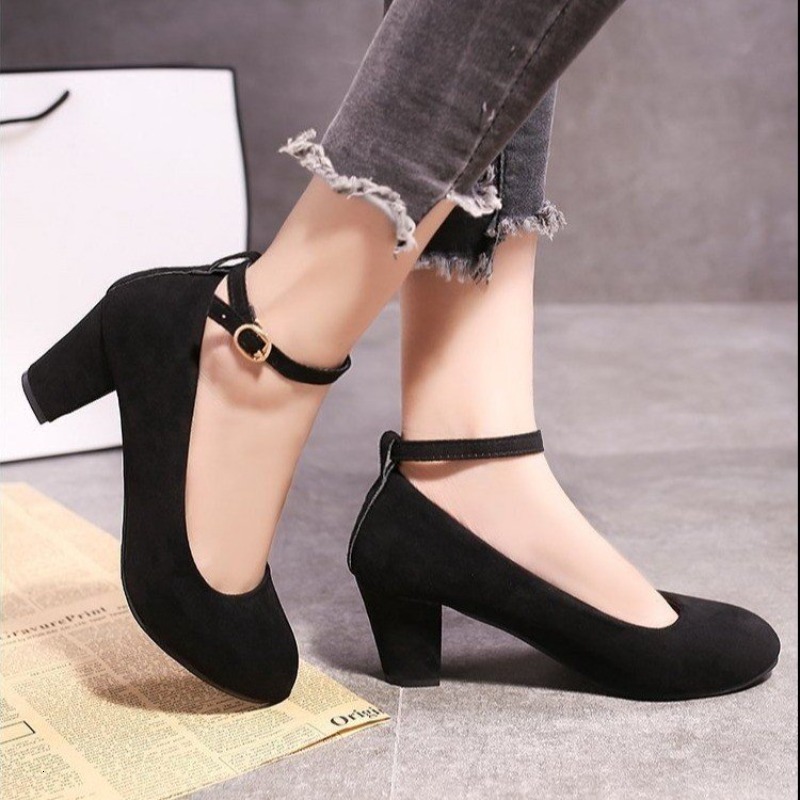 Women's High Heels Round Toe New Fashion Thick Heel Pink Woman Shoes Elegant And Comfortable Ladies Atos De Mujer
