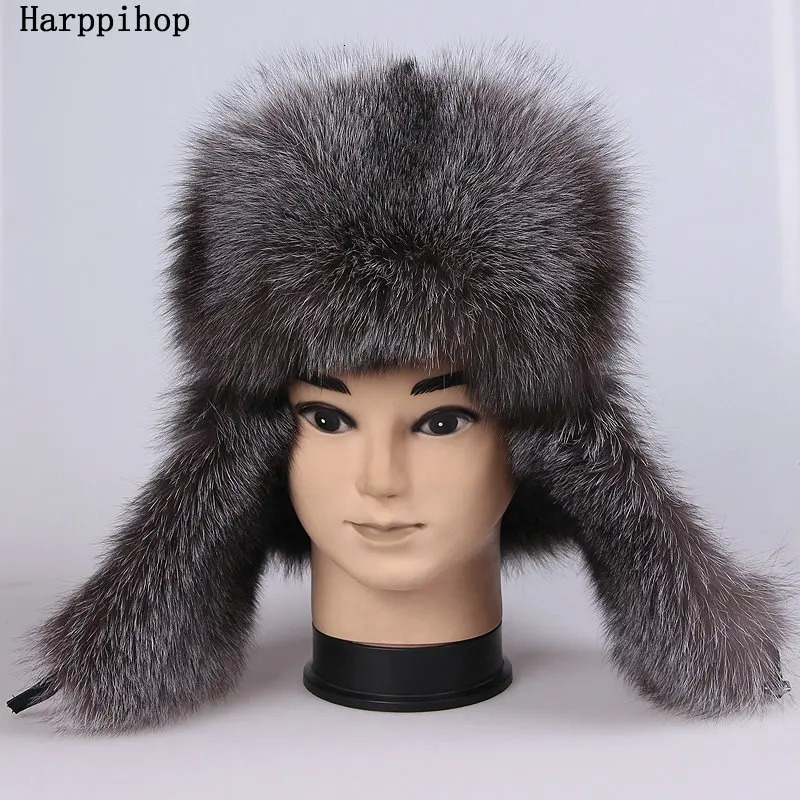 Real silver fox fur hat sheepskin hat sheepskin hat fur hat high-quality genuine leather 241220