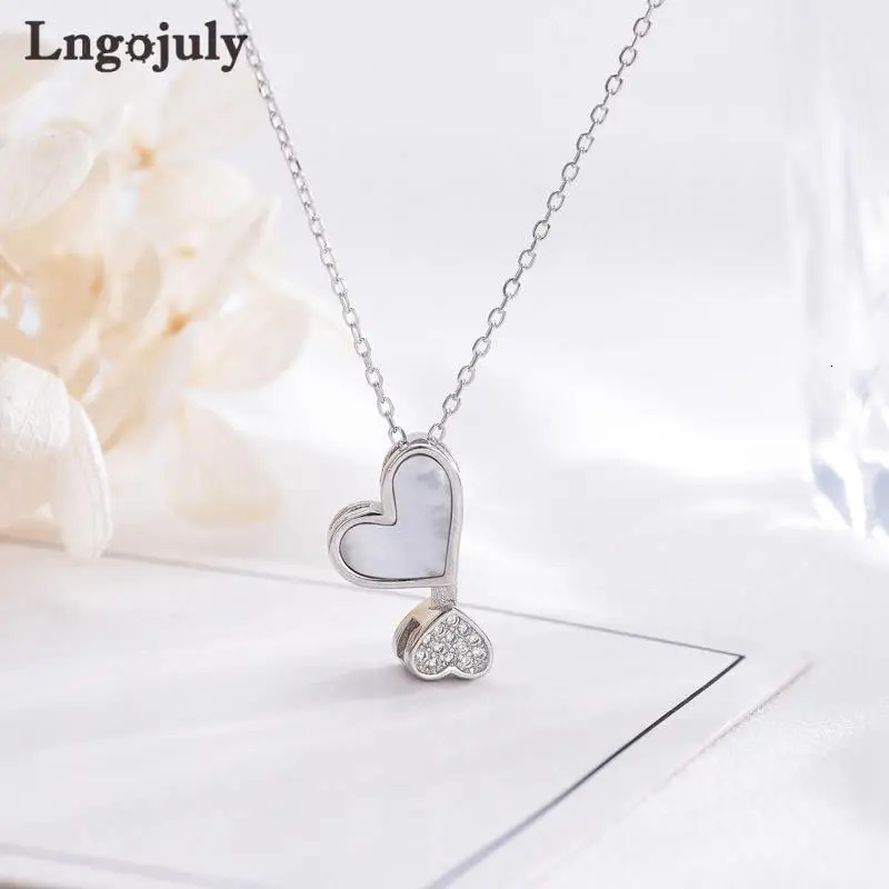 Women Necklace 925 Sterling Silver Fine Jewelry Heart Pendant Necklaces For Women Bride Wedding Party Silver 925 Jewelry 241220