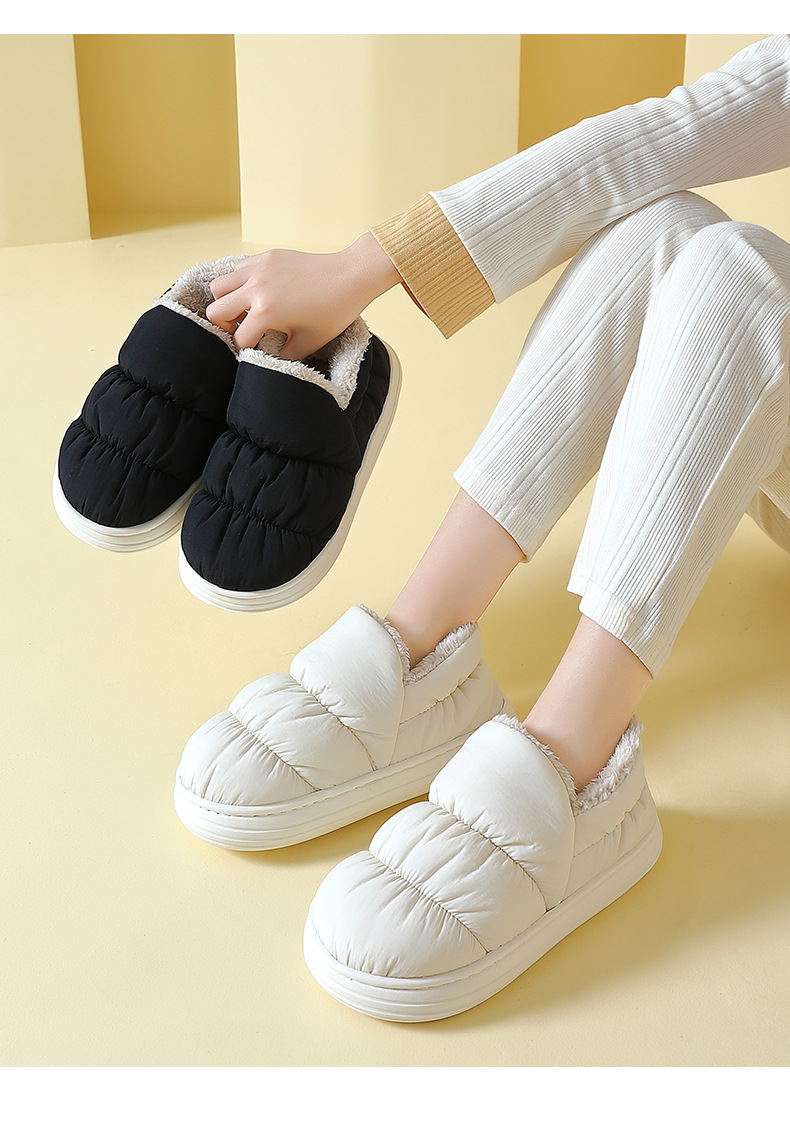 2025 winter new cotton slippers women bag with home thick soles plus cashmere warm cotton shoes men