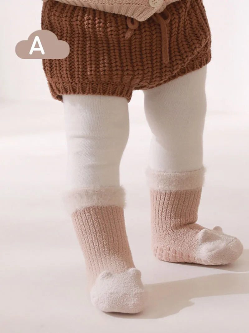 3 pairs of million dollar winter childrens socks cute 3D glasses for girls ear socks for children warm wool pads on tube socks 241220