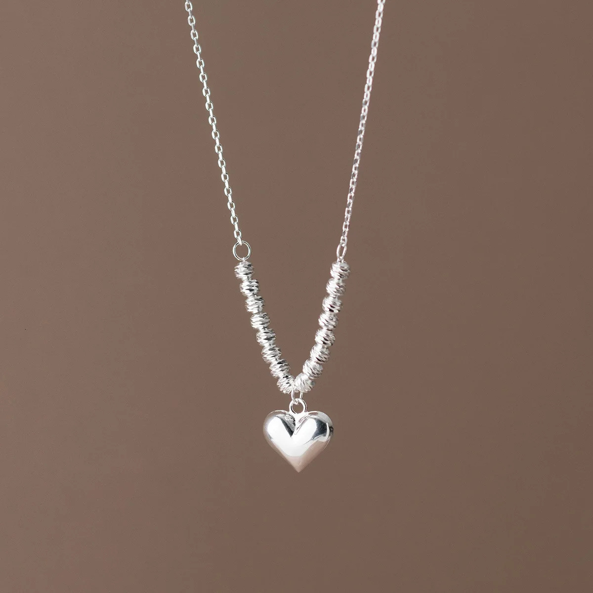 S925 Sterling Silver Classic Love Heart Choker Necklace Pendant for Women Beads Ball Silver Necklaces Wedding Party Jewelry Gift 241220