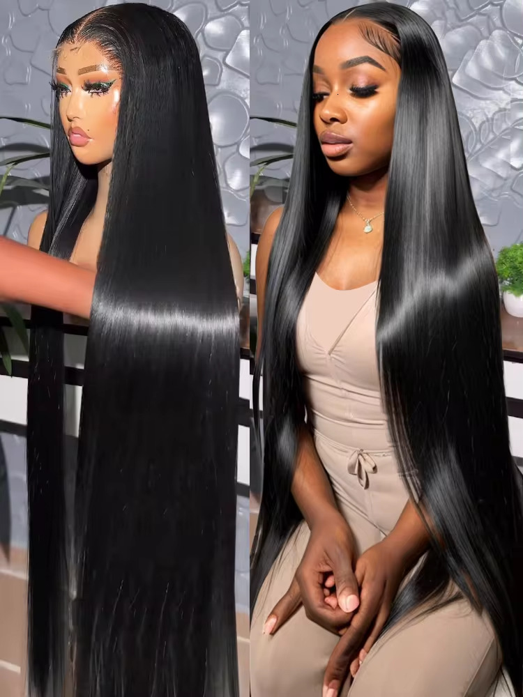 46 50 Inch 13X4 13X6 HD Transparent Bone Straight Lace Front 200 Density Brazilian Human Hair Wigs For Women