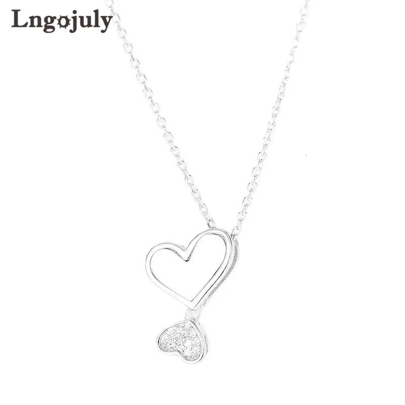 Women Necklace 925 Sterling Silver Fine Jewelry Heart Pendant Necklaces For Women Bride Wedding Party Silver 925 Jewelry 241220