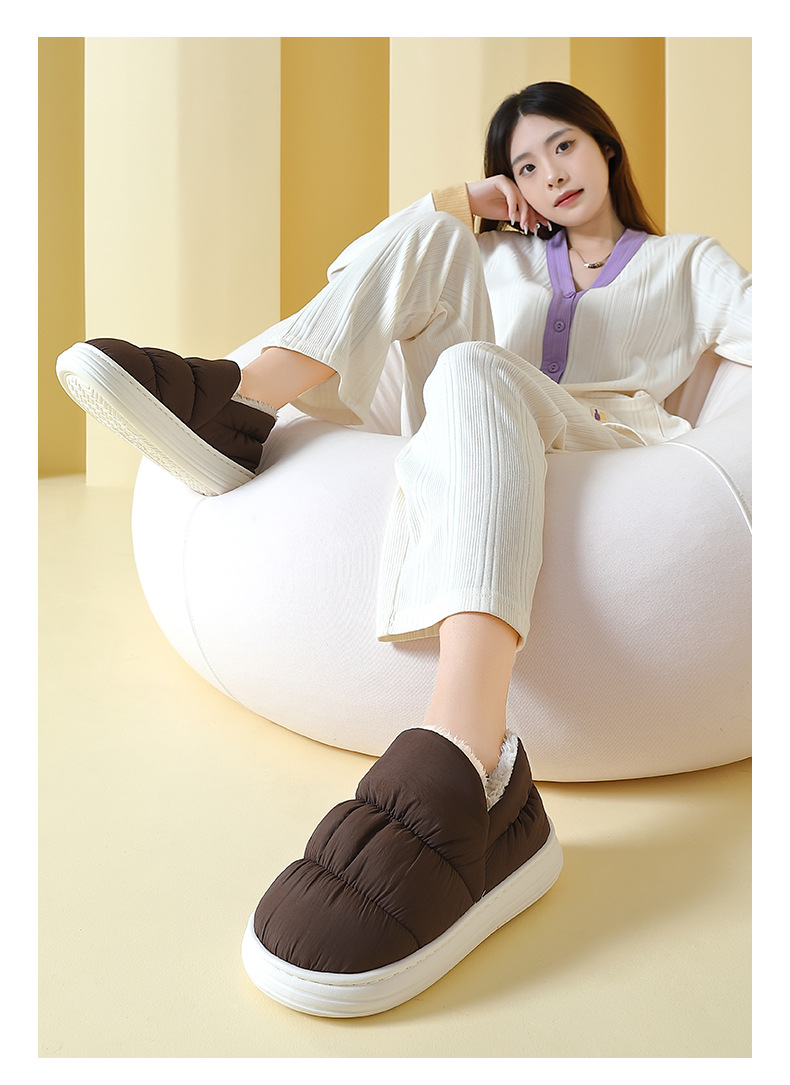 2025 winter new cotton slippers women bag with home thick soles plus cashmere warm cotton shoes men