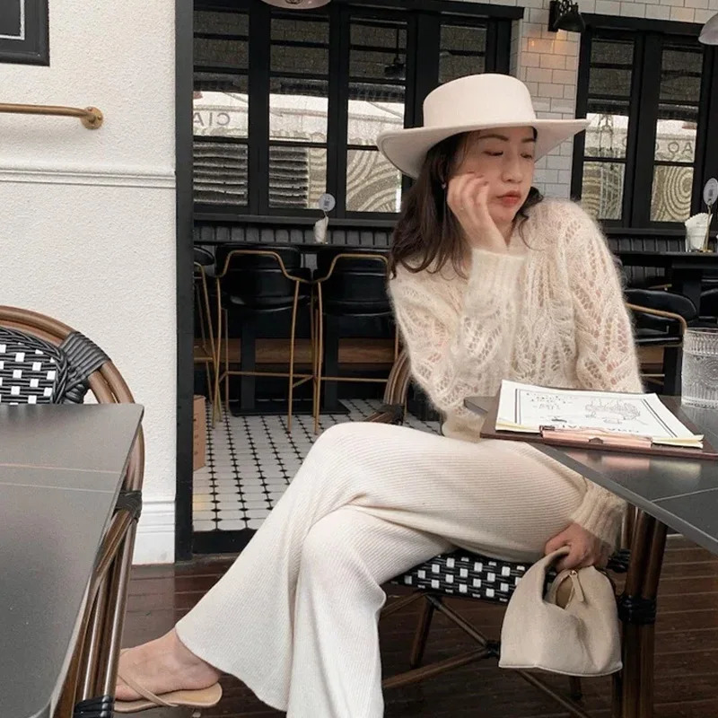 Short O Neck Pearl Buckle White Hollow Out Thin Women Knitted Cardigan Fashion French Casual Loose Lady Sweater Tops Jumper 7620 241220