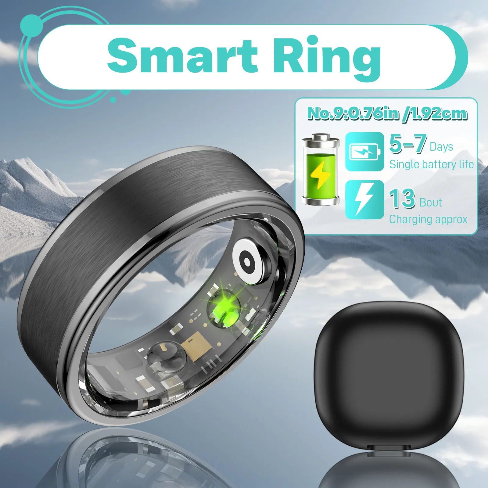 EIGIIS Smart Ring Men Women Blood Heart Rate Monitor5ATM Waterproof Bluetooth-Compatible5.0 for Android IOS Multi-sport Mode 241220